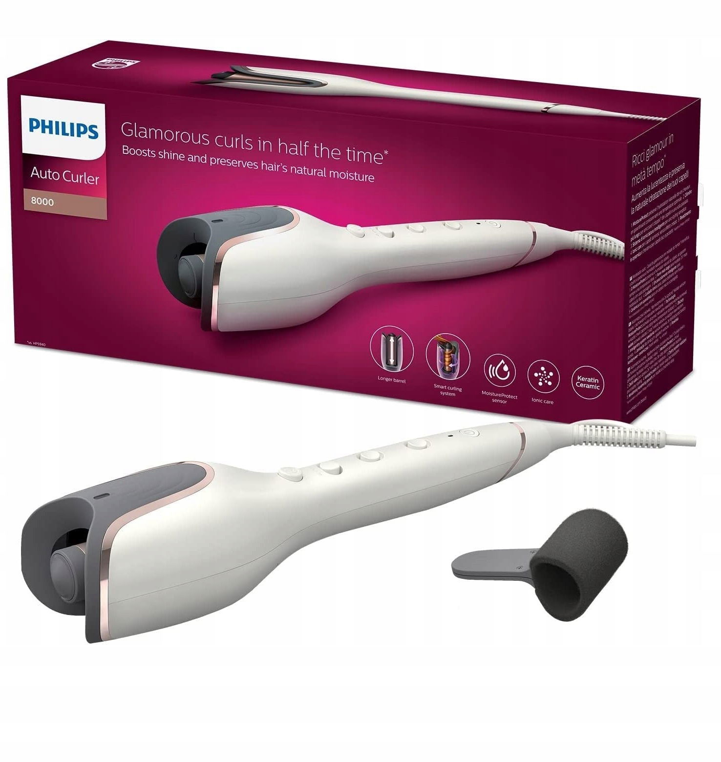 Automatická kulma Philips StyleCare Prestige Curler BHB878/00 biela