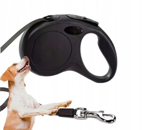 Automatické vodítko pre psa flexi páska 5 m s aretáciou do 15 kg čierna