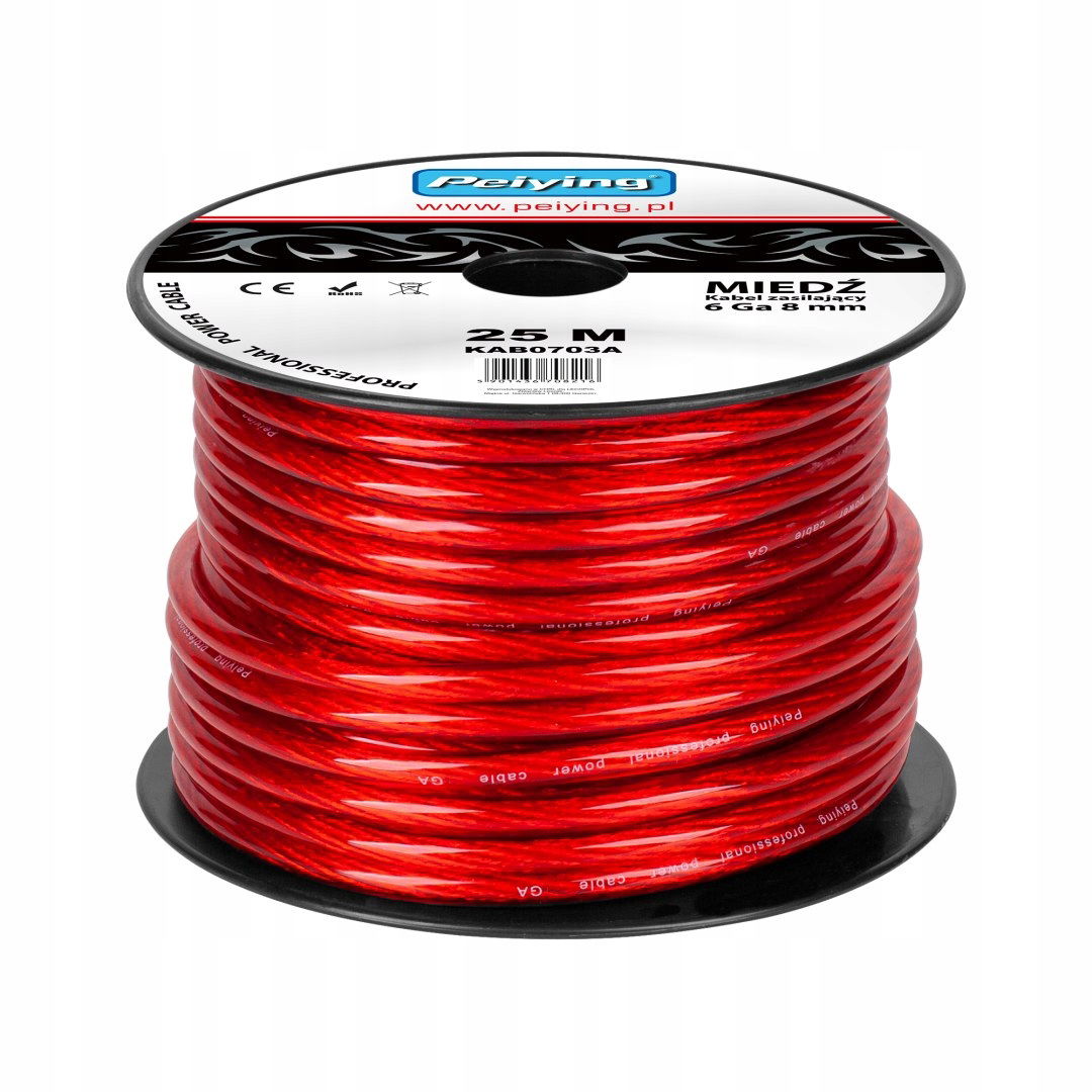 Automobilový kábel 6Ga OD8mm Cu 25 m