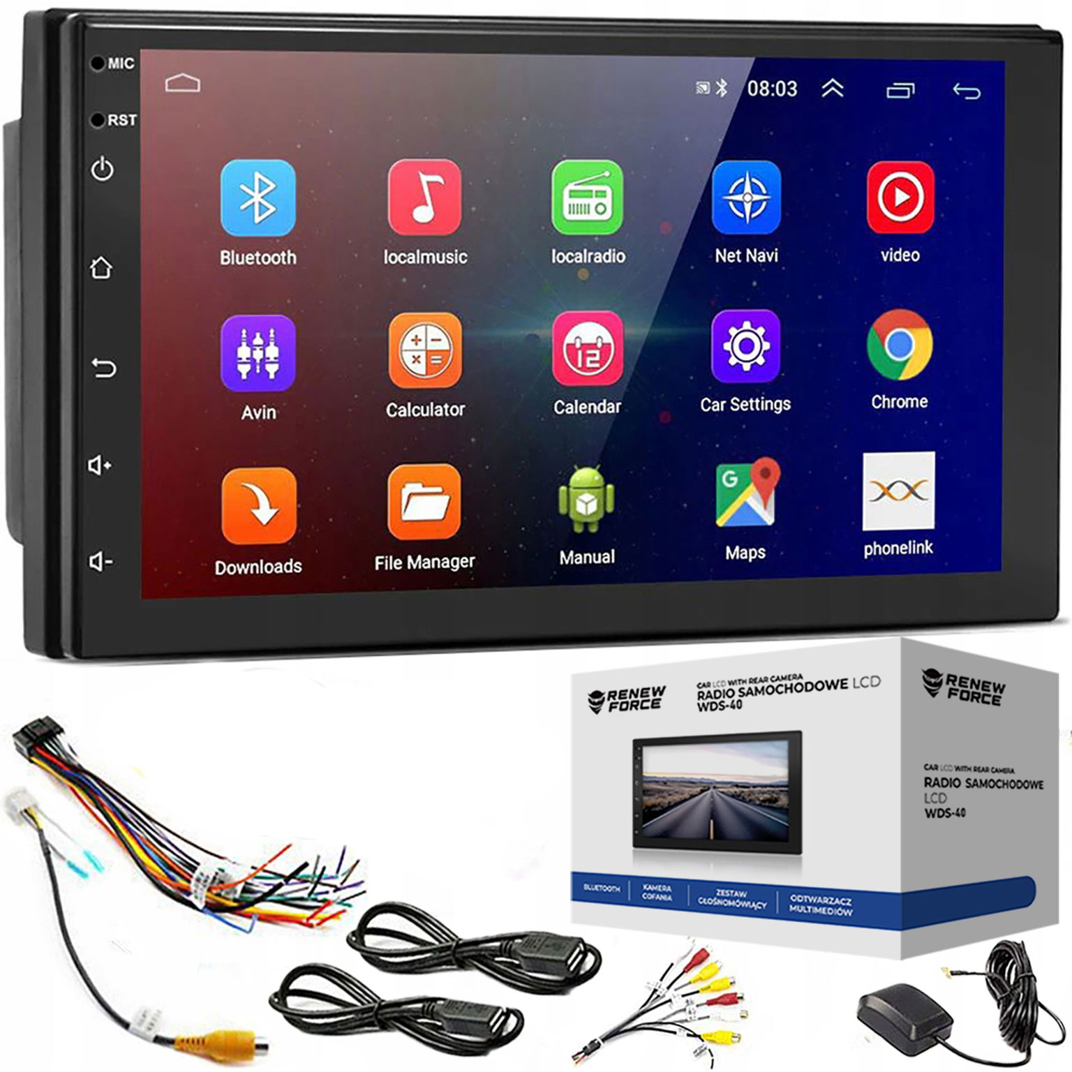 autorádio Android Bluetooth WiFi Usb 2DIN Gps Mikrofon Sada