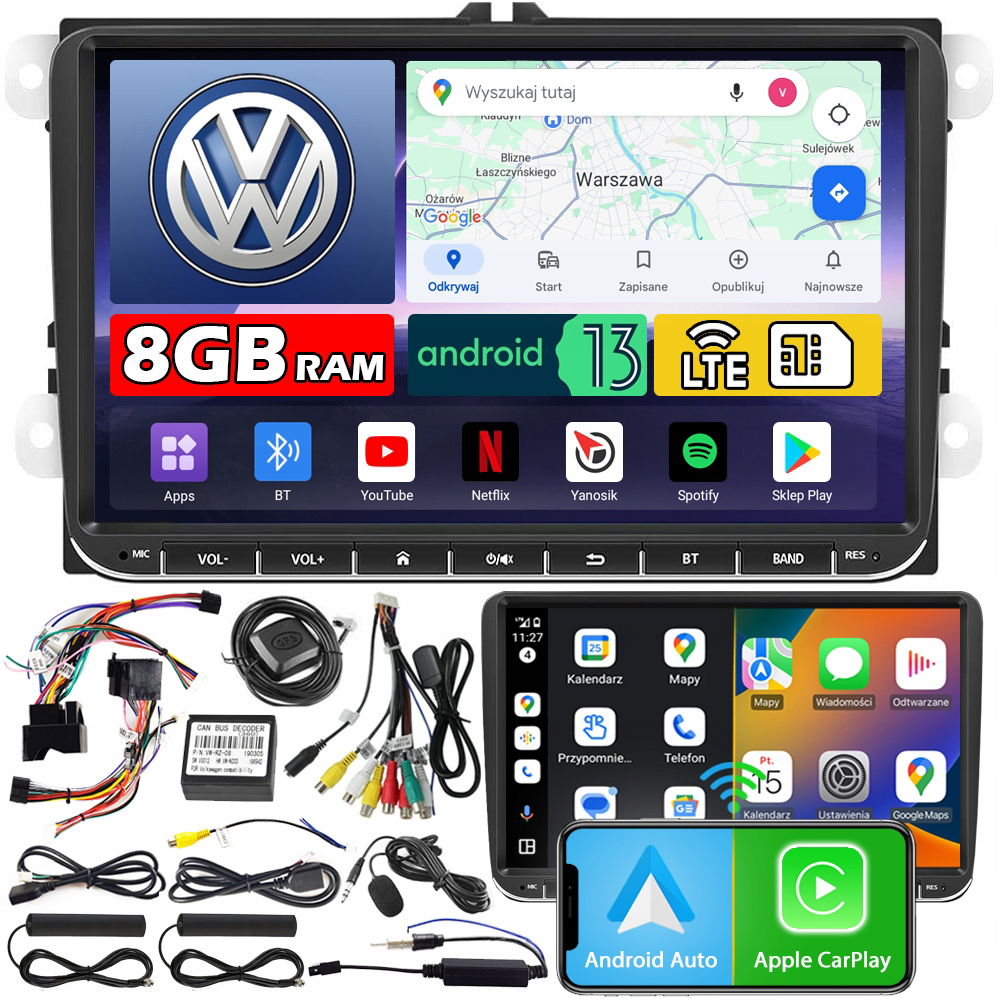 Autorádio Navigácia Ncs ZV9 Android Vw Eos 2006-2016 Bt 8GB 2DIN