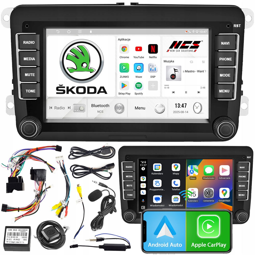 Autorádio Ncs P4V7 Škoda Roomster 2006-2015 Android Bt 4GB 2DIN