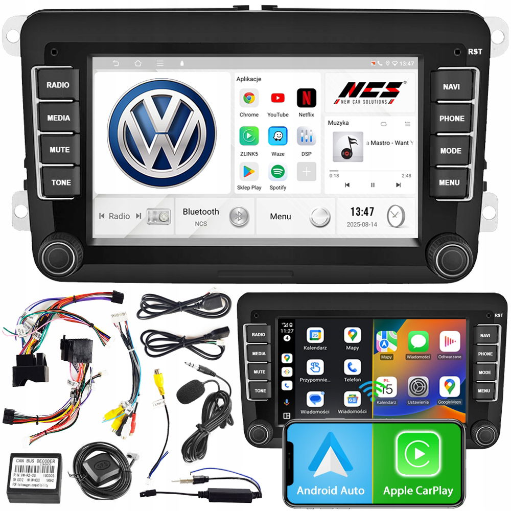 Autorádio Ncs P4V7 Vw Caddy 2004-2020 Android Bt 4GB 2DIN