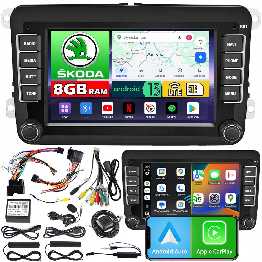Autorádio Ncs ZV7 Skoda Rapid 2012 Android Bt 8GB 2DIN Navi