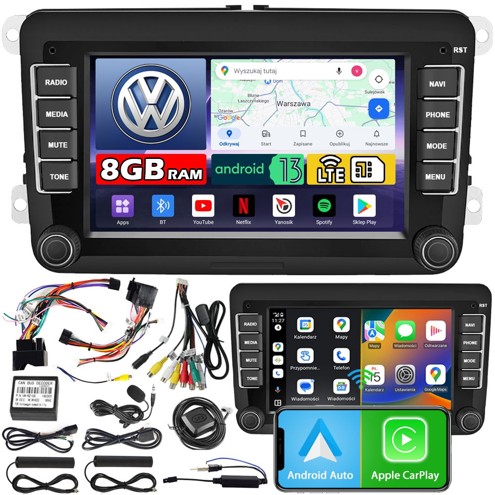 Autorádio Ncs ZV7 Vw Caravelle T5 2009 2015 Android Bt 8GB 2DIN