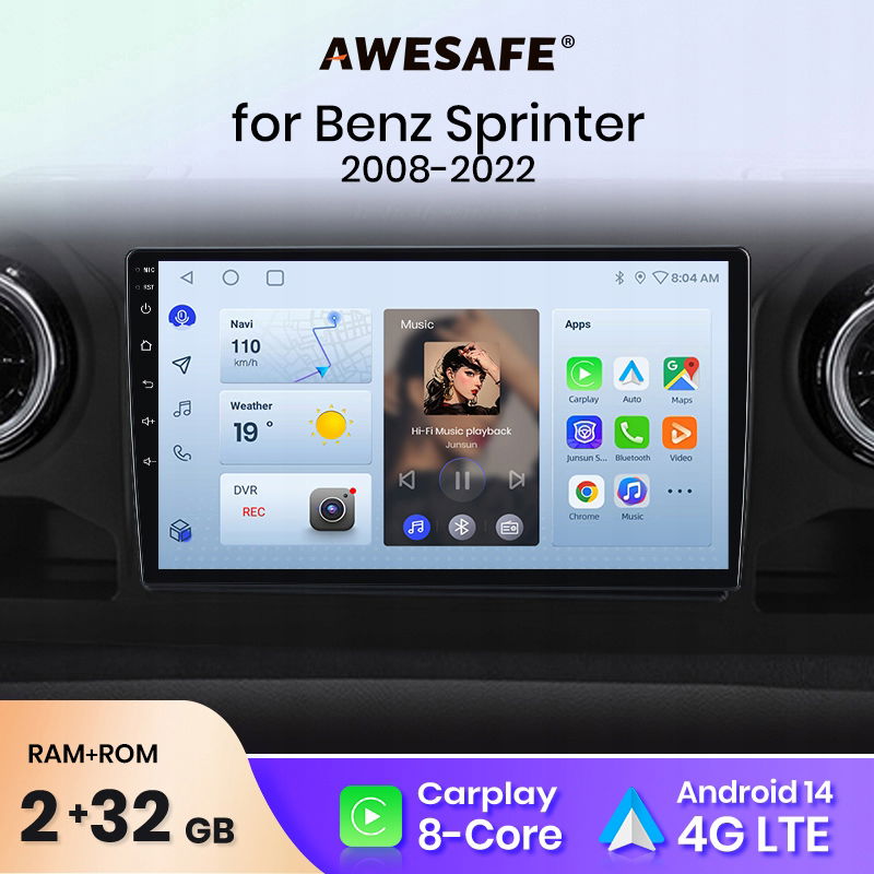 Awesafe androidauto Benz Sprinter 2018-2022 carplay 2+32 autorádio