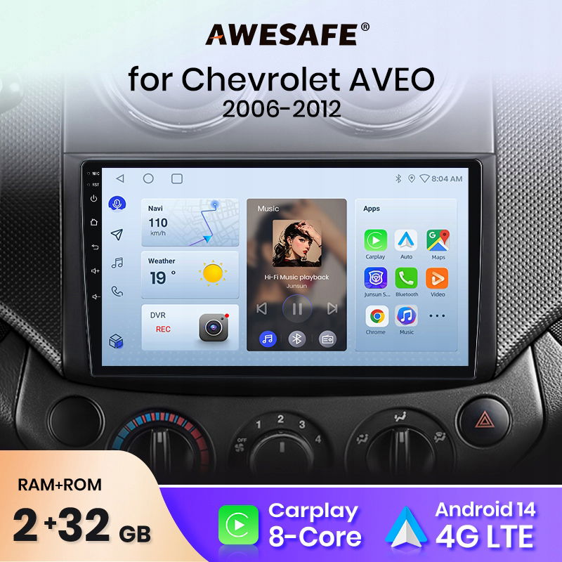Awesafe androidauto Chevrolet Aveo 20062012 carplay 2+32 autorádio