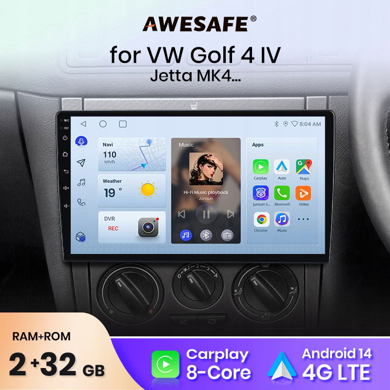 Awesafe androidauto Golf 4 Jetta MK4 1997-2003 carplay autorádio