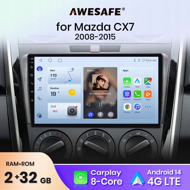 Awesafe androidauto Mazda Cx7 2008-2015 carplay 2+32 autorádio