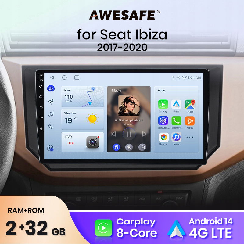 Awesafe androidauto Seat Ibiza 2017-2020 carplay 2+32 autorádio