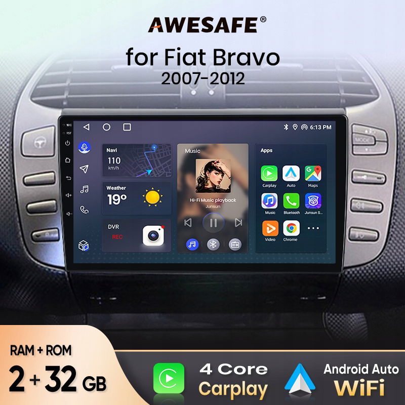 Awesafe carplay auto Fiat Bravo 2007-2012 Android auto autorádio