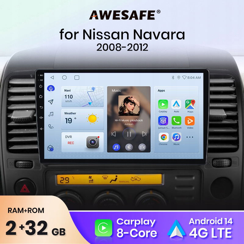 Awesafe Carplay auto Nissan NAVARA612 2006-2012 Android autorádio