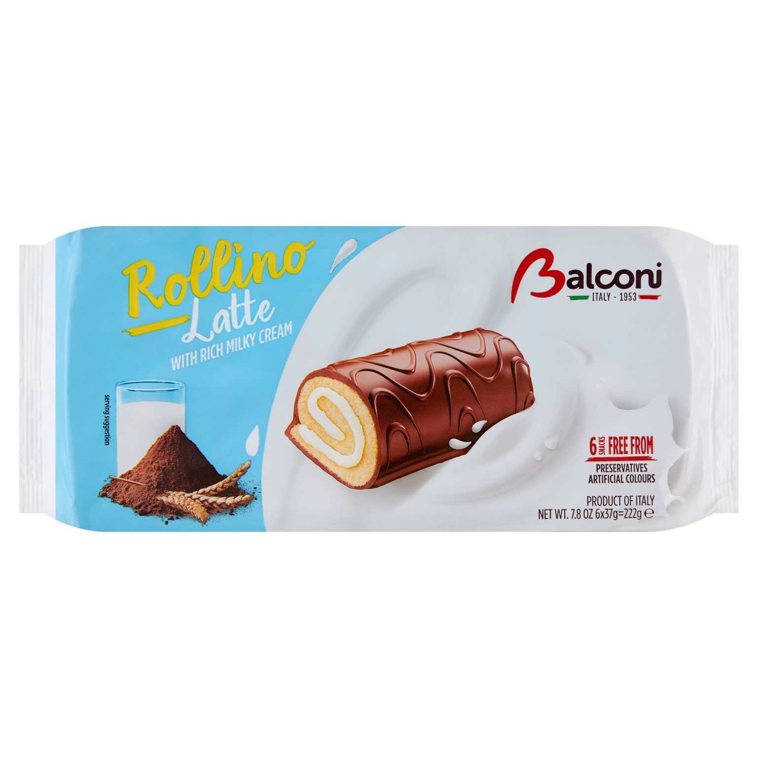 Balconi Rollino Latte piškótové rolky s mliečnym krémom 6ks x 37g 222 g