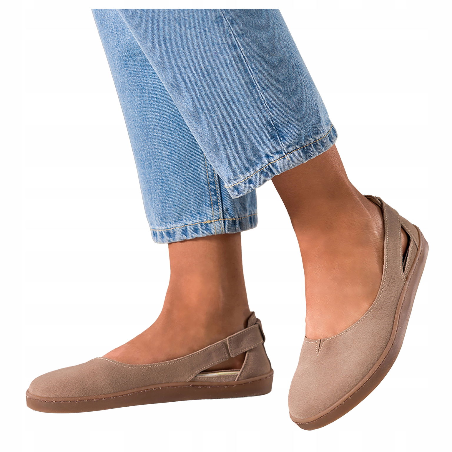 Baleríny Béžové Kožené Dámske Barefoot Semišové Elastické Módne r 40