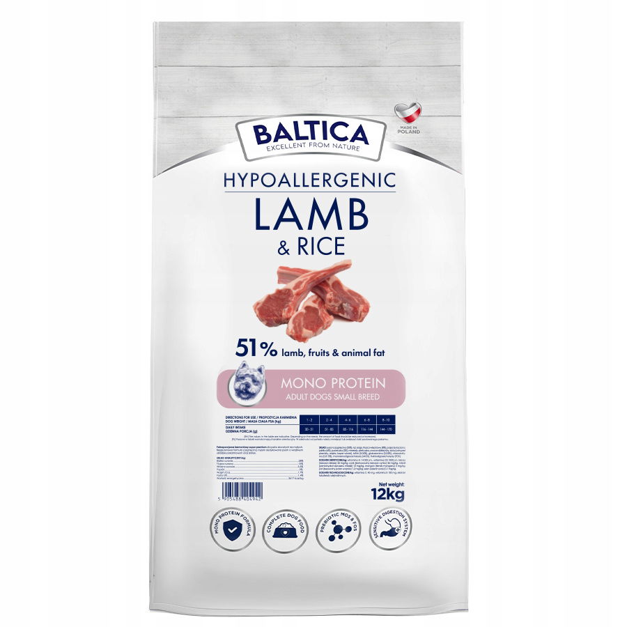 Baltica Adult Jahňacia ryža Xs/s 12 kg Hypoalergénne suché krmivo Pre Psov