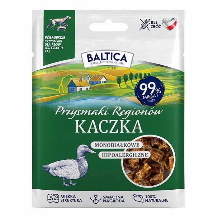 Baltica Hypoalergénna tréningová pochúťka pre psa polomäkká z kačacieho mäsa 30 g