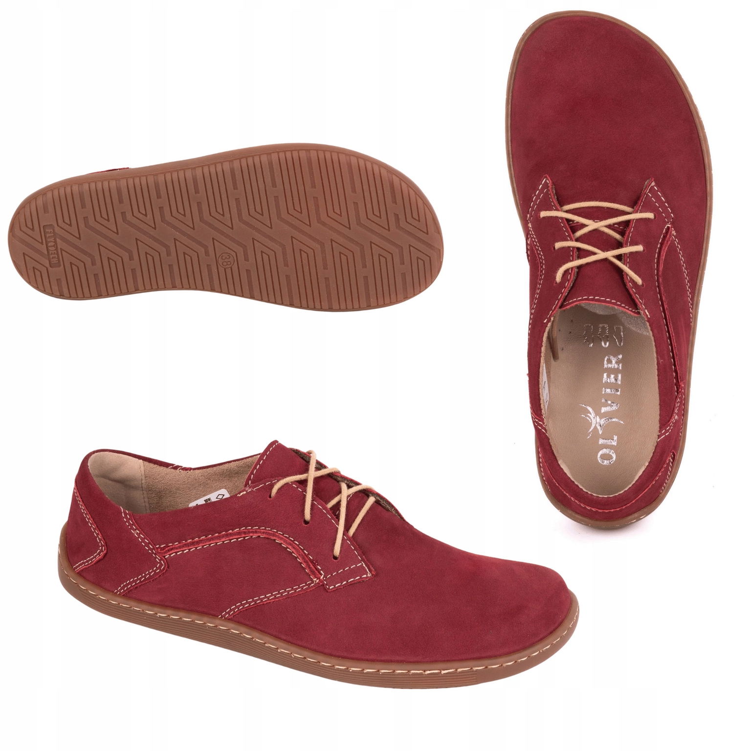 Barefoot Dámske minimalistické kožené topánky 1082 bordové 40