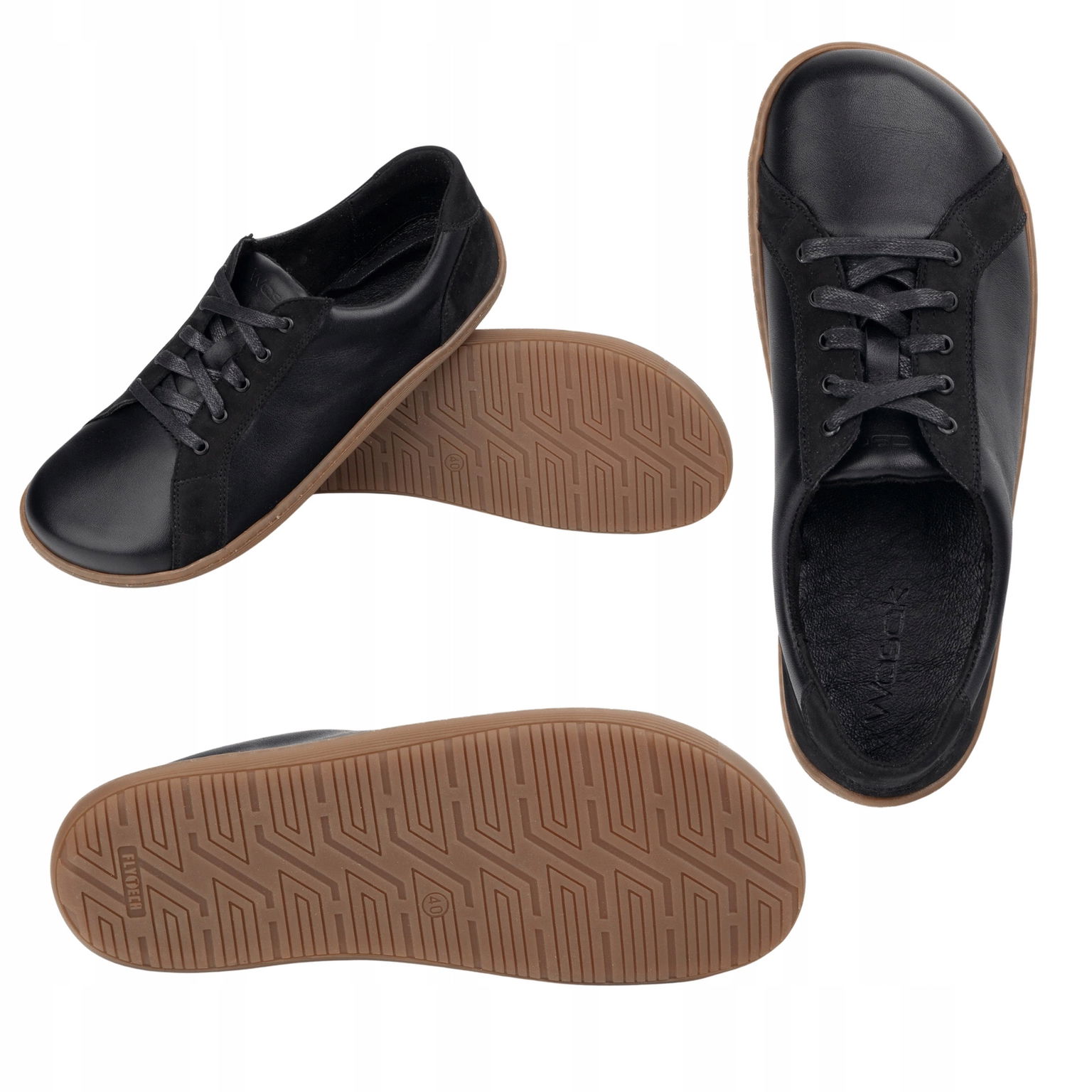 Barefoot Wasak Minimalistické kožené topánky 0743W čierne 36