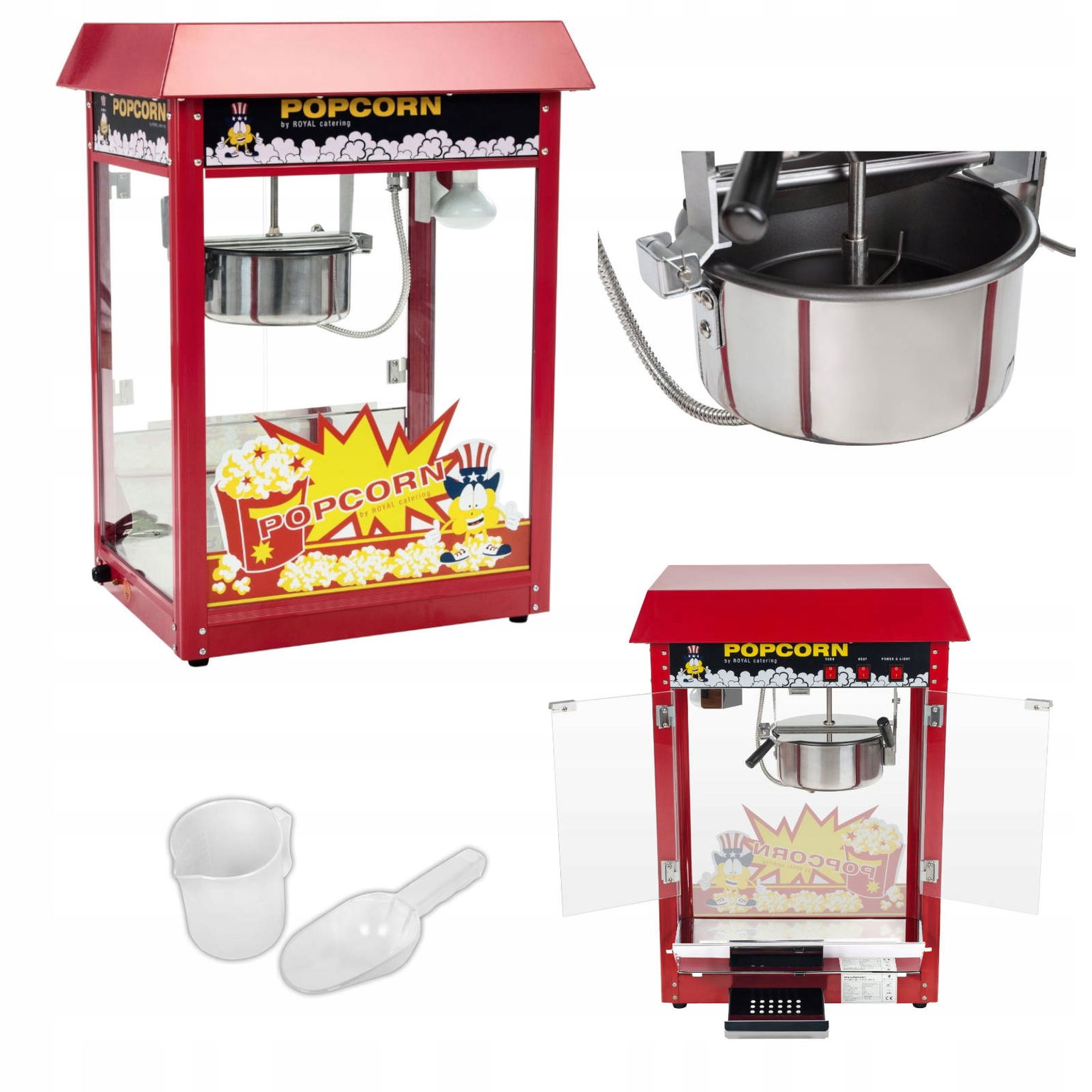 Barový Popcornový Stroj S Červeným Krytom