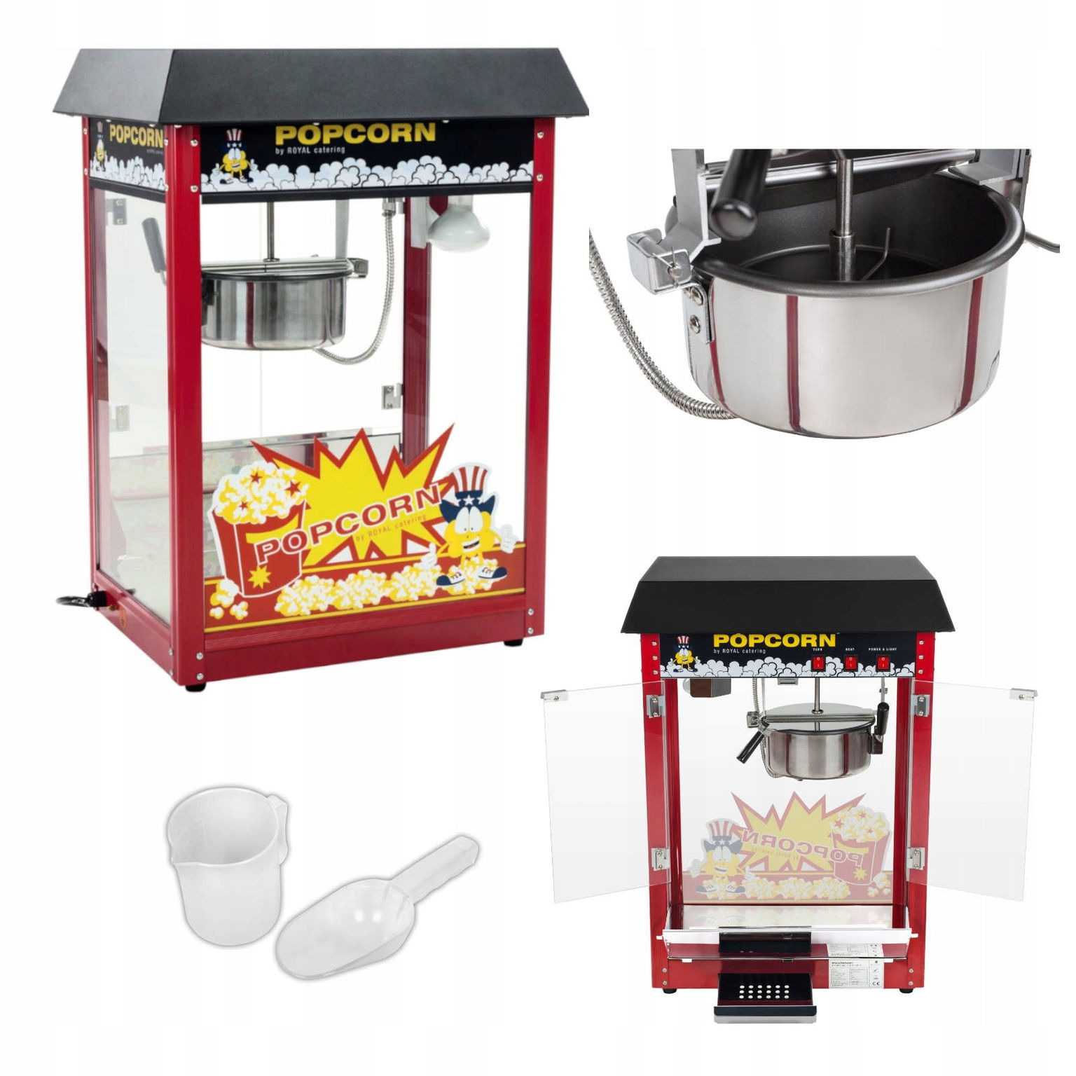 Barový popcornový stroj s čiernym krytom