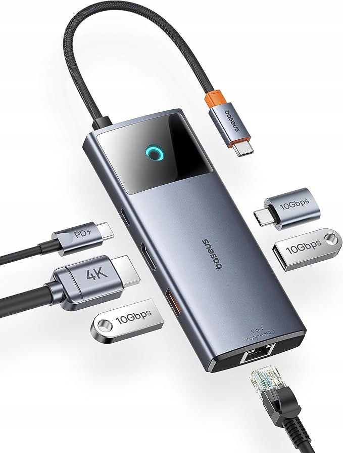 Baseus Hub Usb-c 6v1 Sivý adaptér 6 portov Hdmi Usb-a Sd Tf Pd