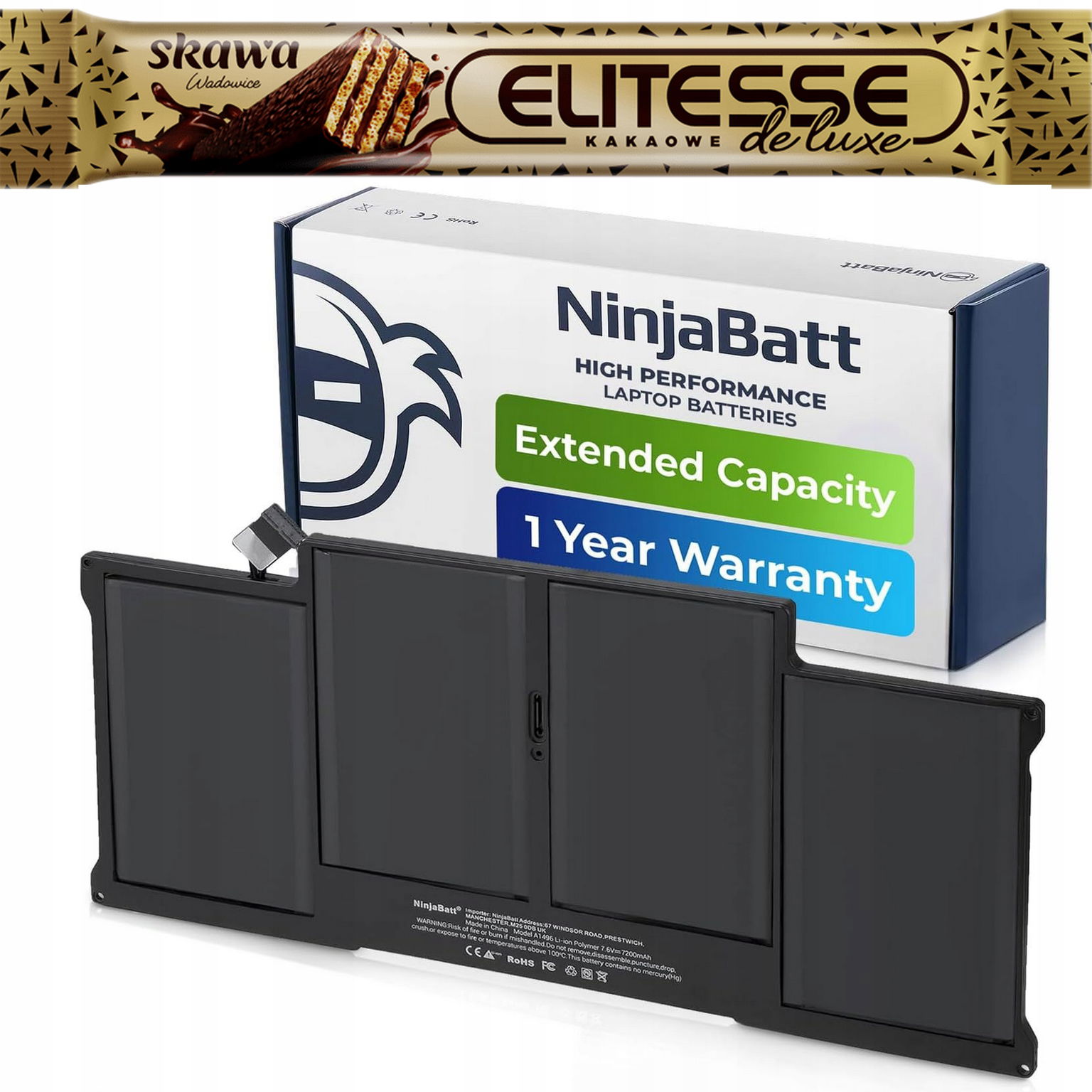 Batéria A1466 A1496 Apple MacBook Air 13 NinjaBatt 7200 mAh/5 5Wh/7. 6V