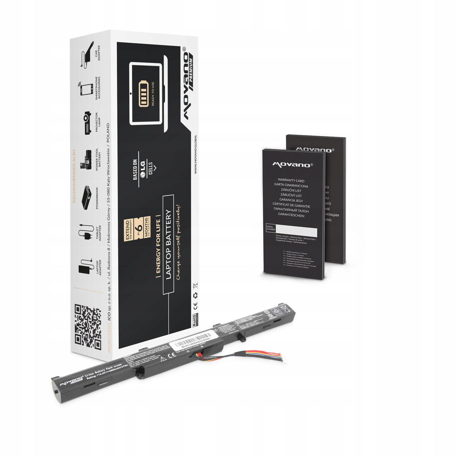 Batéria Movano Premium pre Asus A550E, K550E (3200 mAh)