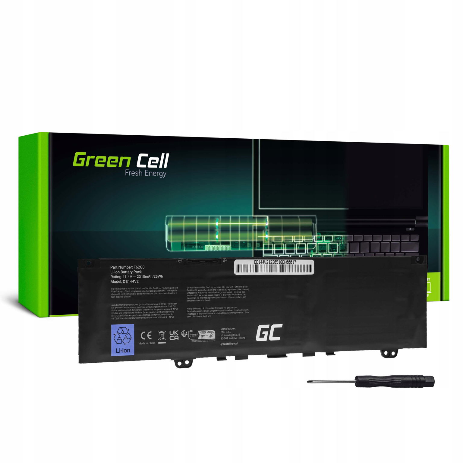 Batéria pre notebooky Dell lítium-polymérová 2200 mAh Green Cell