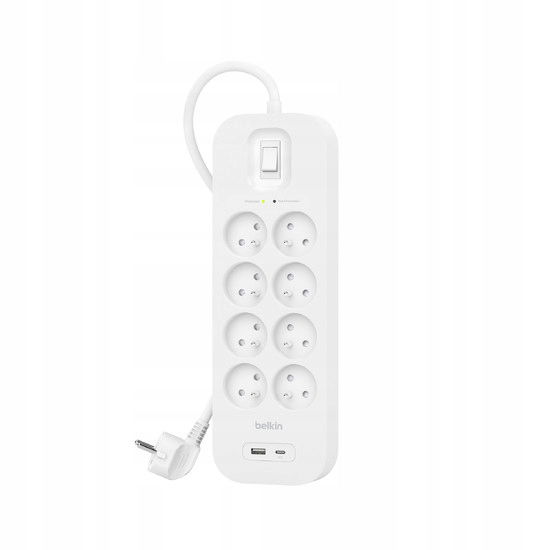 Belkin SRB003CA2M ochrana proti prepätiu Biela 8 x sieťová zásuvka 2