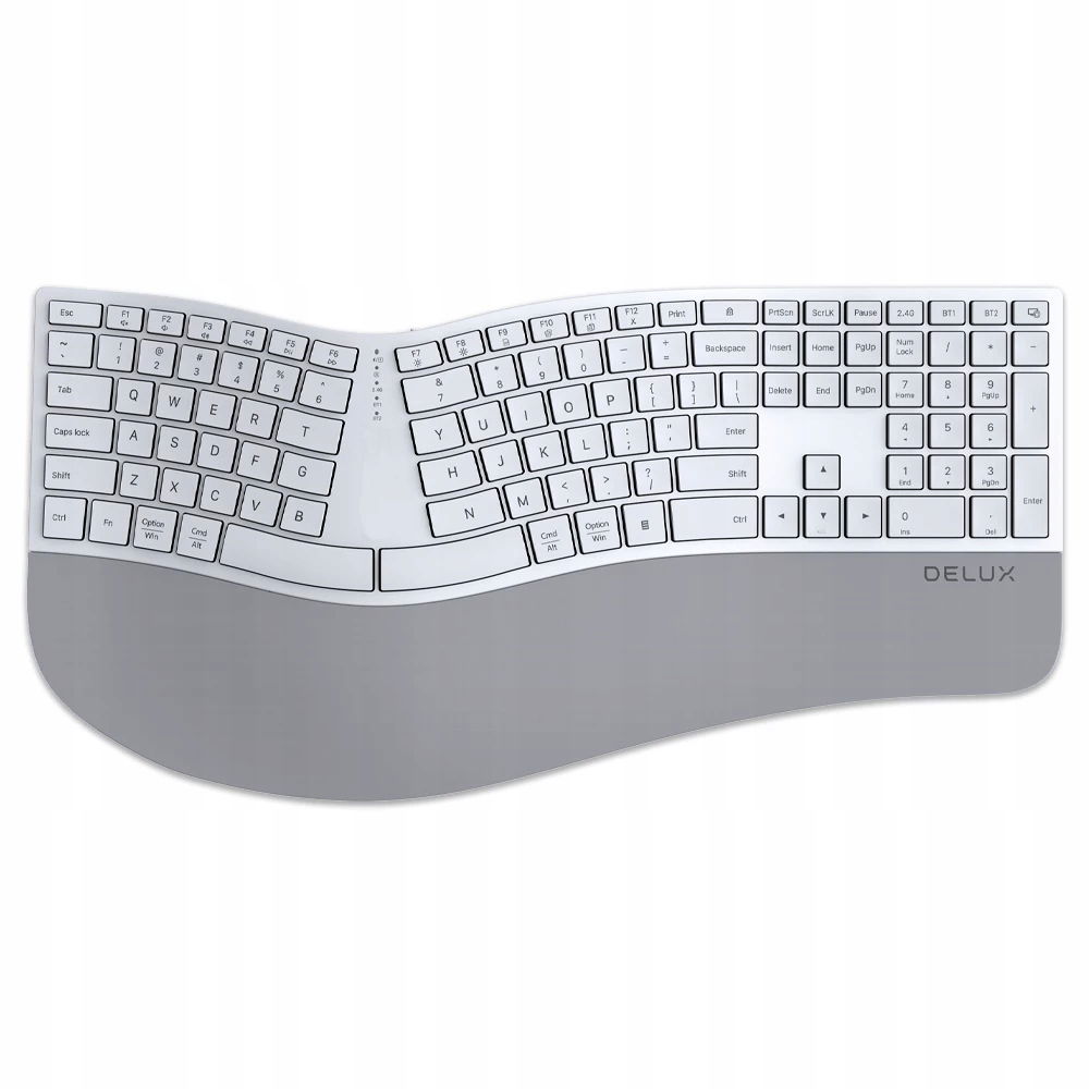 Bezdrôtová klávesnica Ergonomická Usb-c Delux Bluetooth Usb biela
