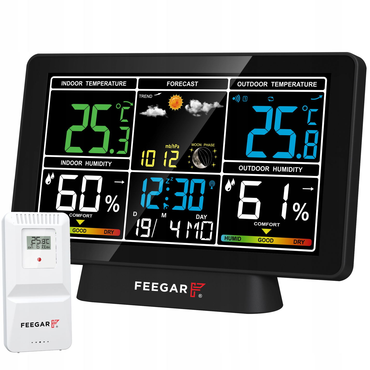 Bezdrôtová meteorologická stanica Feegar LCD 7,5" Barometer Teplomer