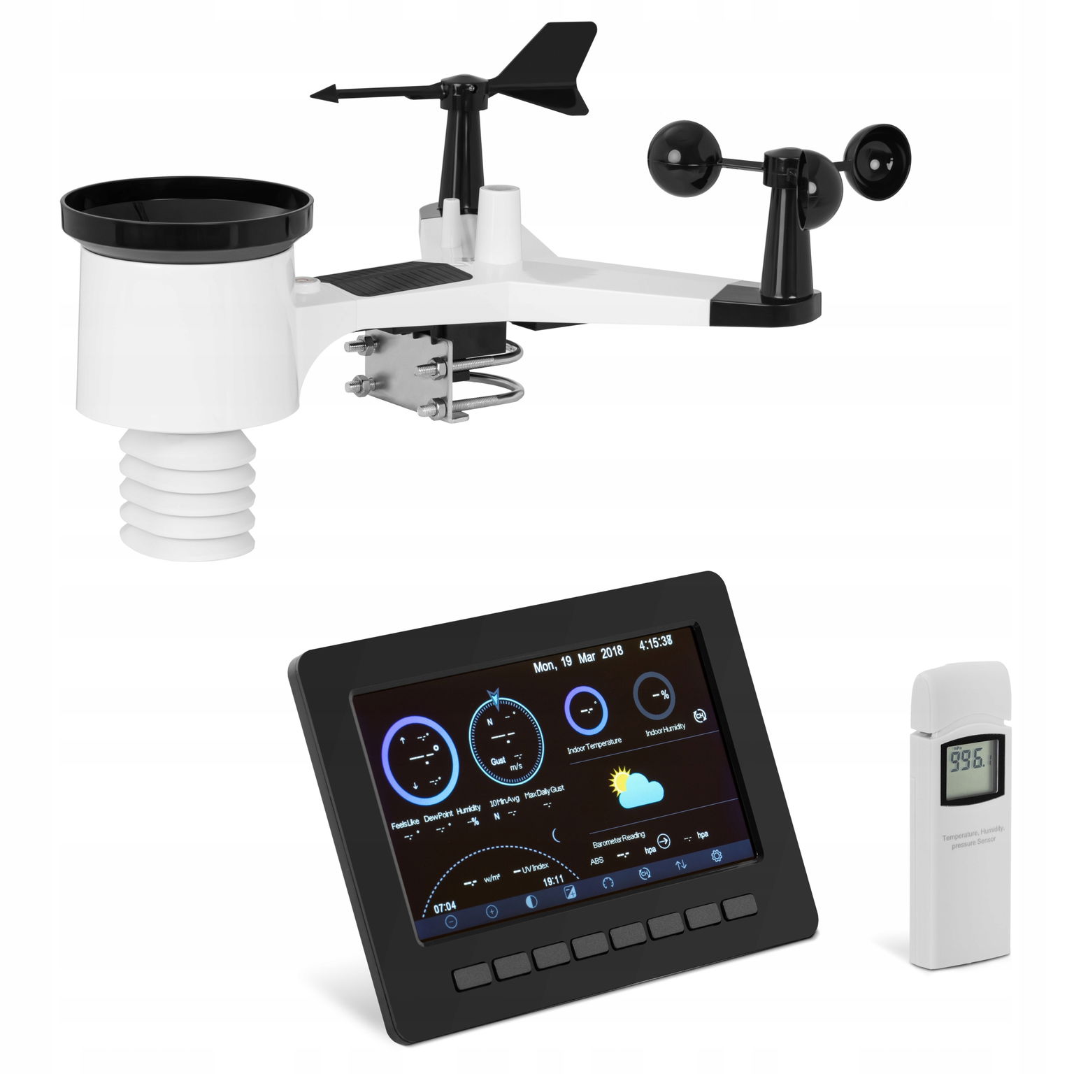 Bezdrôtová solárna meteorologická stanica 7v1 LCD WiFi 100 m