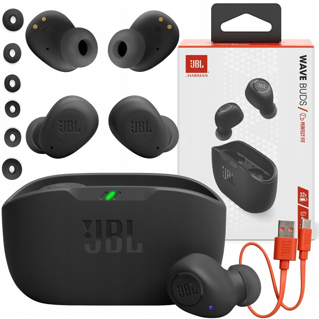Bezdrôtové Slúchadlá Jbl Wave Buds Do Uší Bluetooth Mikrofón Čierne