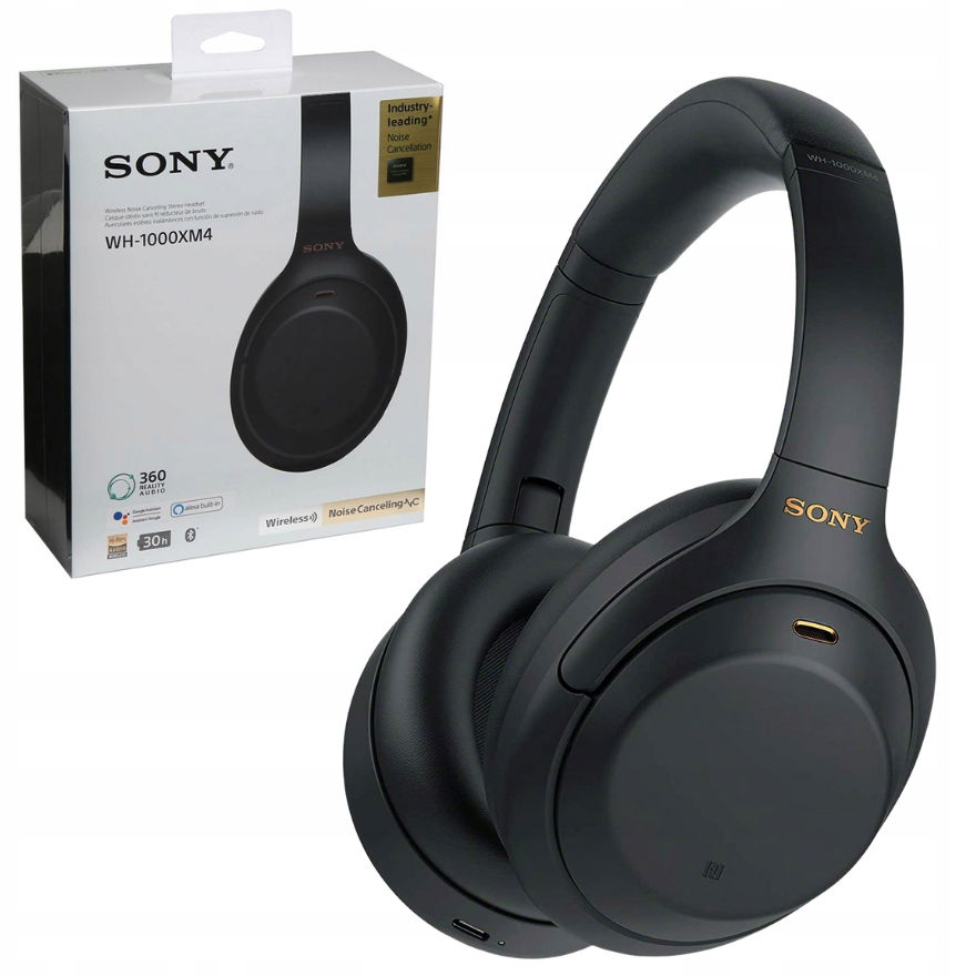 Bezdrôtové slúchadlá na uši Sony WH-1000XM4, čierne