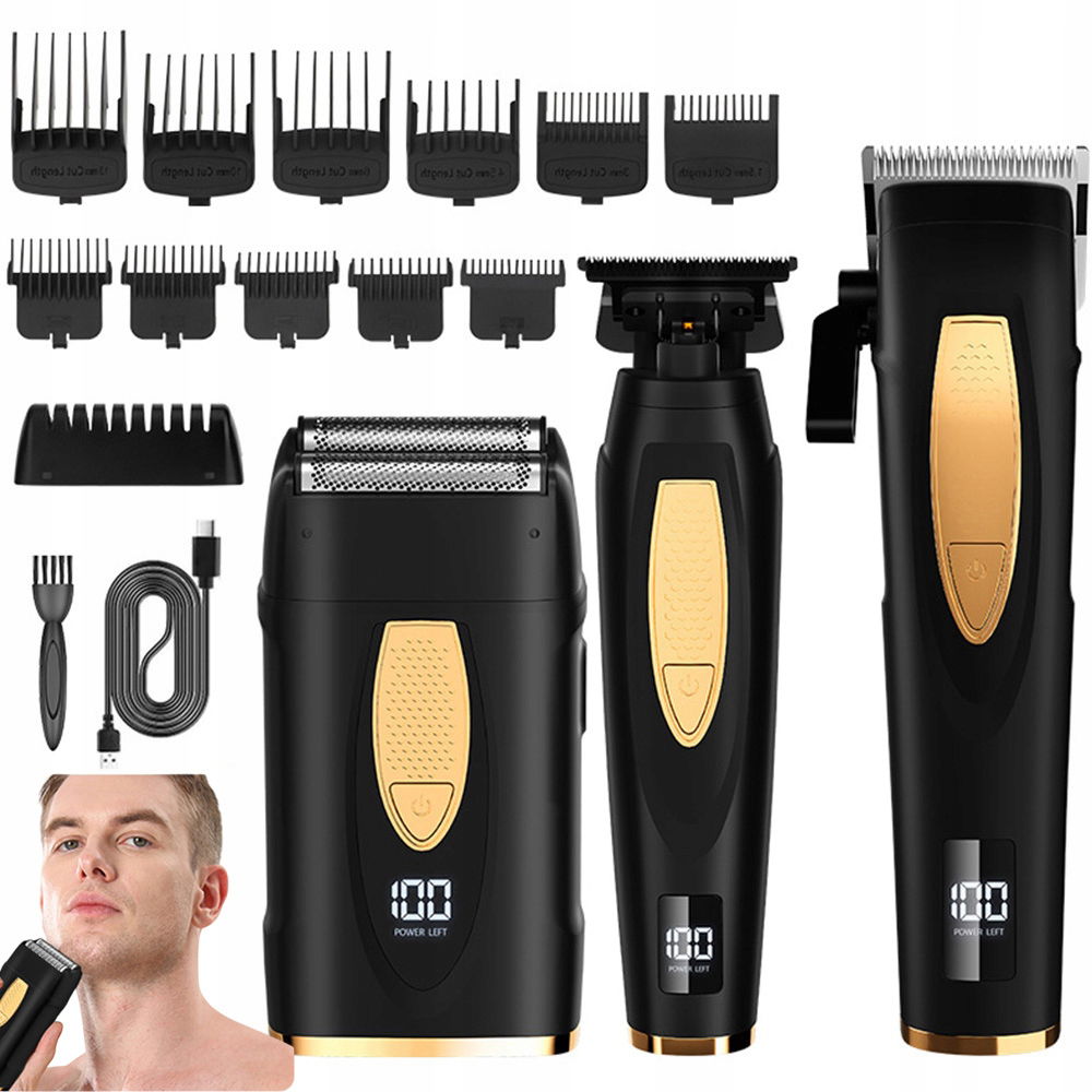 Bezdrôtový Strojček Na Vlasy, Profesionálny Kadernícky Set, Čierny