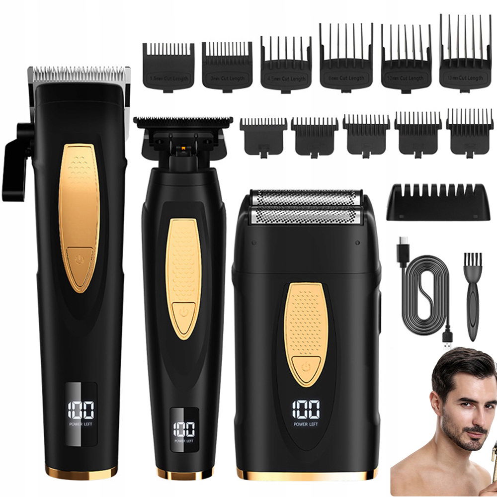 Bezdrôtový Zastrihávač Vlasov Profesionálny Kadernícky Set, Čierny