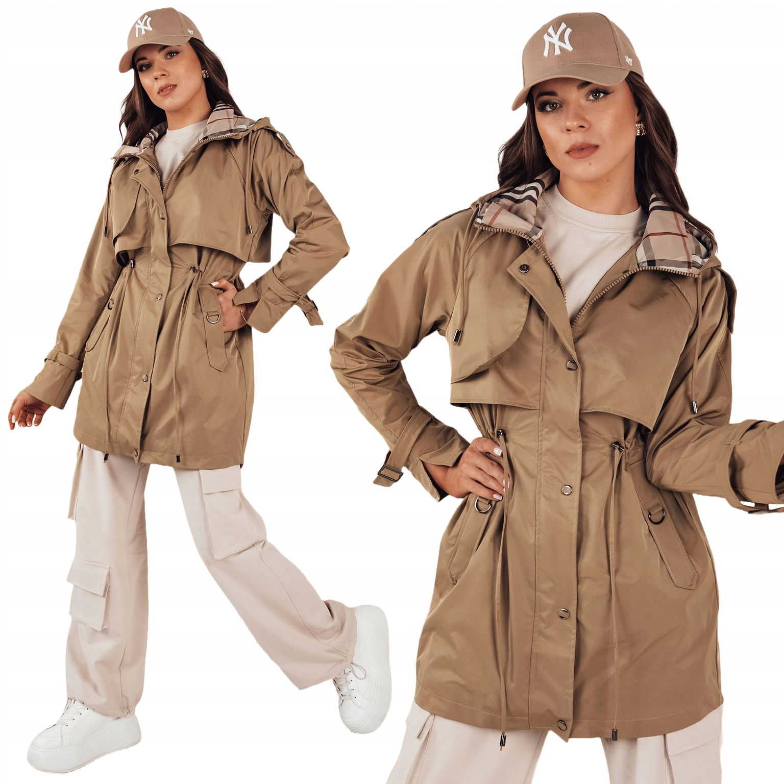 Béžová Dámska Bunda Parka S Kapucňou ty4284 XXL