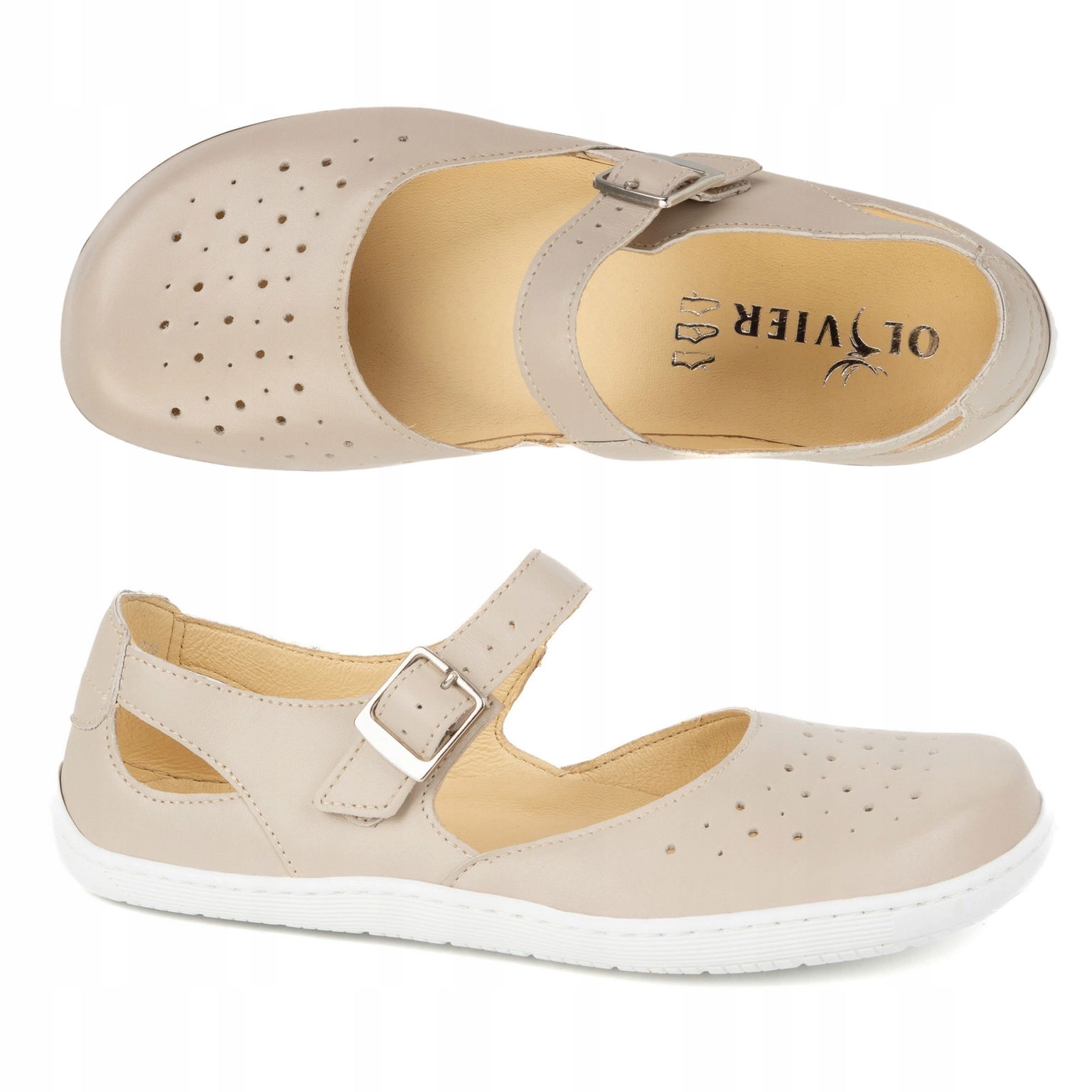Béžové kožené dámske topánky 1284 Barefoot Olivier 39