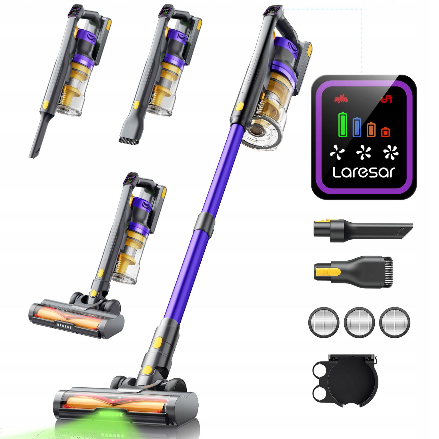 Bezprzewodový odkurzač Laresar X11 Mocny 2w1 Hepa Led Fioletowy