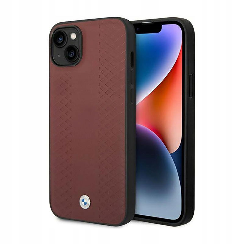 Bmw Leather Diamond Pattern – puzdro na iPhone 14 (burgundové)