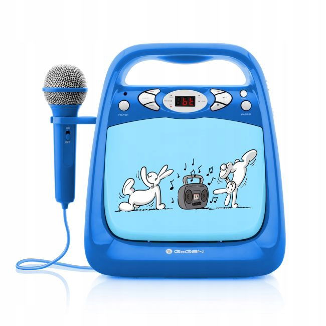 Boombox Karaoke Bluetooth Reproduktor Usb MP3 Mikrofón CD Prehrávač Modrý