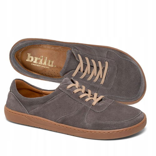 Brilu Poľské Kožené Minimalistické Tenisky Barefoot Tyler Šedé 45