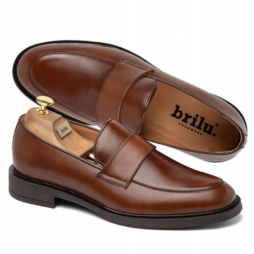 Brilu Poľské Pánske Elegantné Kožené Mokasíny Draco Hnedé 43