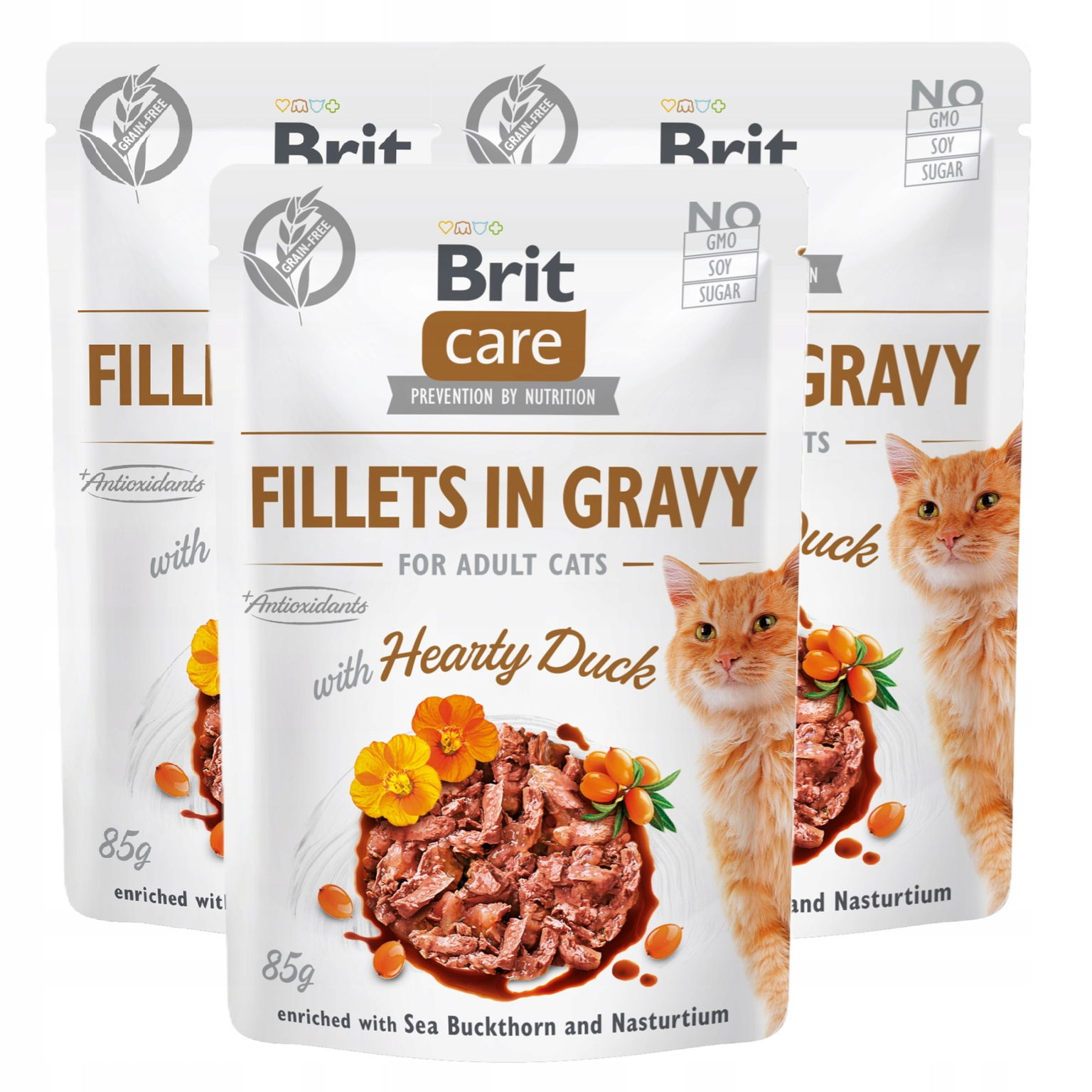Brit Care Cat Fillets In Gravy Hearty Duck Kačica v omáčke vrecko 3PAK 3x8