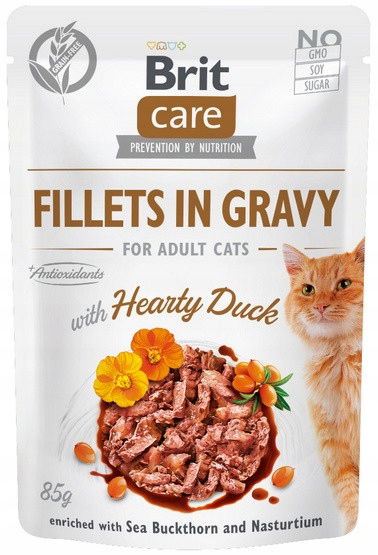 Brit Care Cat Fillets In Gravy Hearty Duck vrecko 85 g