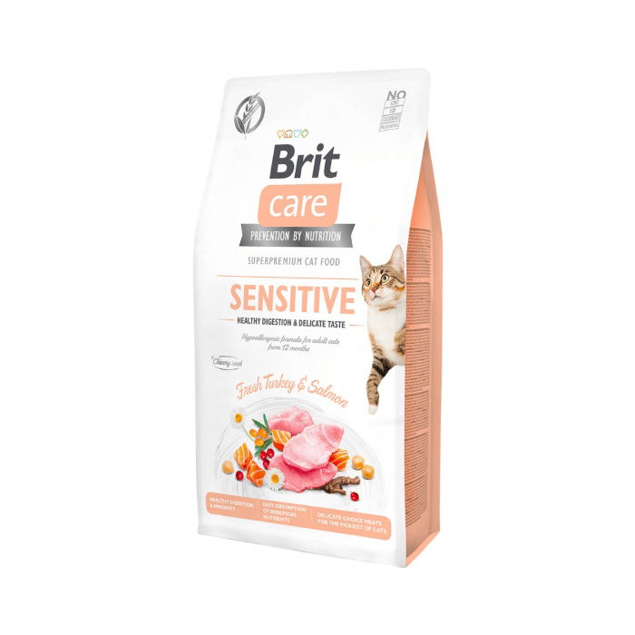 Brit Care Cat Grain-Free Sensitive pre zdravé trávenie a delikátnu chuť 2 kg