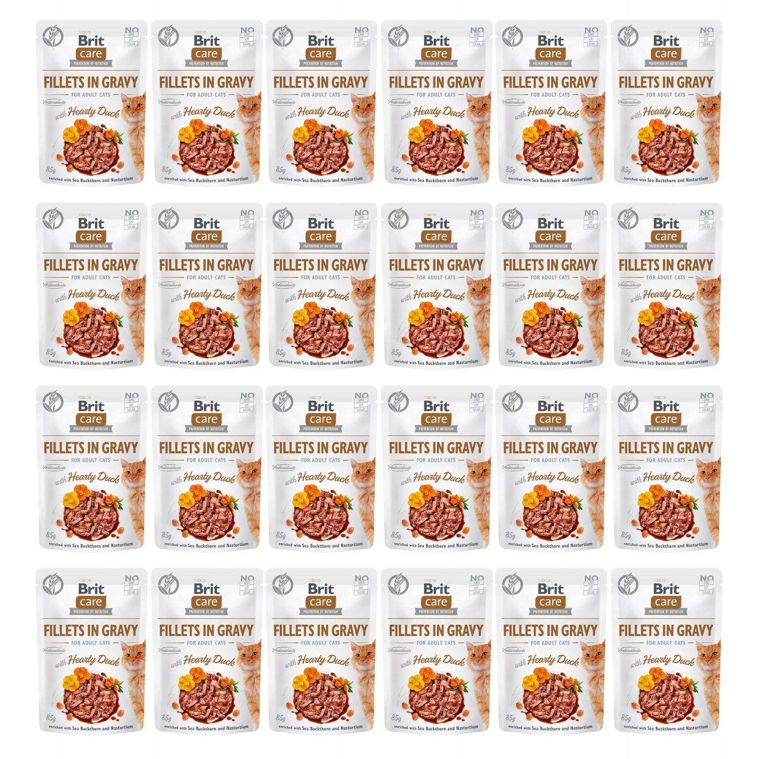 Brit Care Cat Sterilized mokré krmivo pre mačky filety s omáčkou z kačice 24 x 85 g