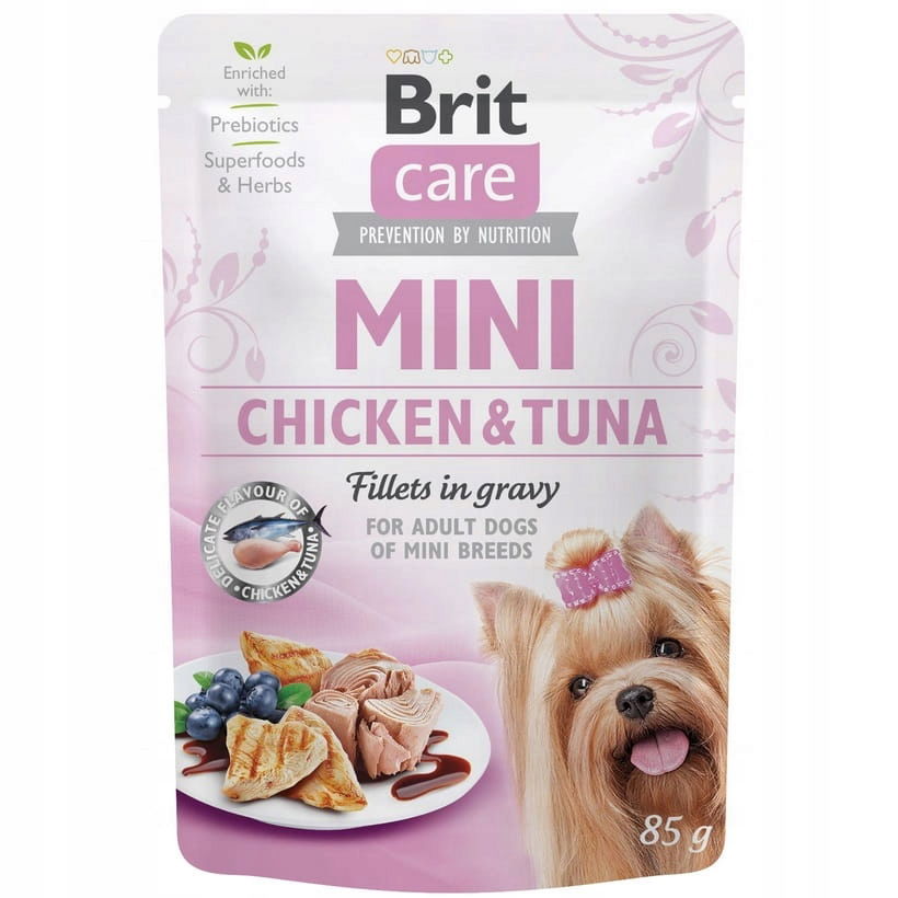 Brit Care Dog Mini Pouch Chicken Mokré krmivo Kuracie Mäso a tuniak 85g Shih Tzu