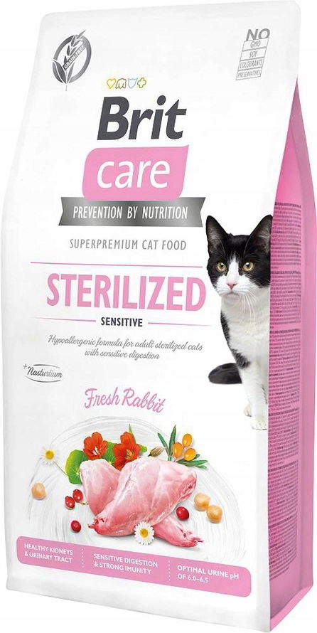 Brit Care Sensitive suché krmivo pre sterilizované mačky králik 2 kg