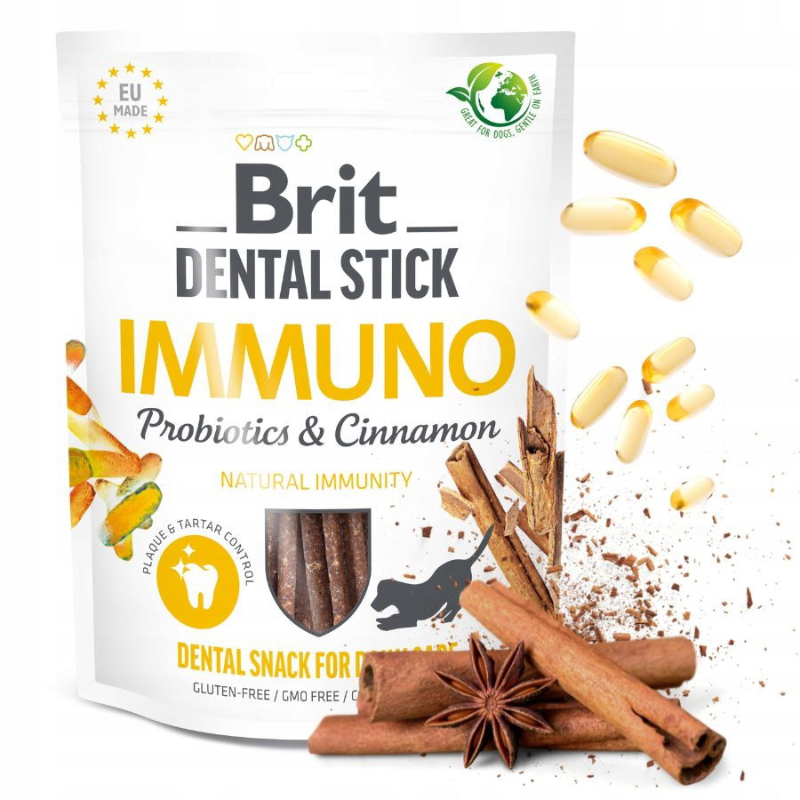 Brit Dental Stick Immuno Probiotics & Cinnamon 251g Dentálna tyčinka s probiotikami a škoricou